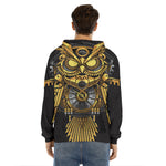 Steampunk Owl Print Men's Velvet Pullover Hoodie