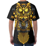 Steampunk Owl Print Men's Velvet T-Shirt