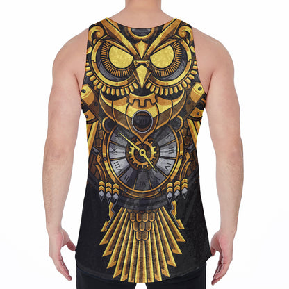 Steampunk Owl Print Men's Velvet Tank Top