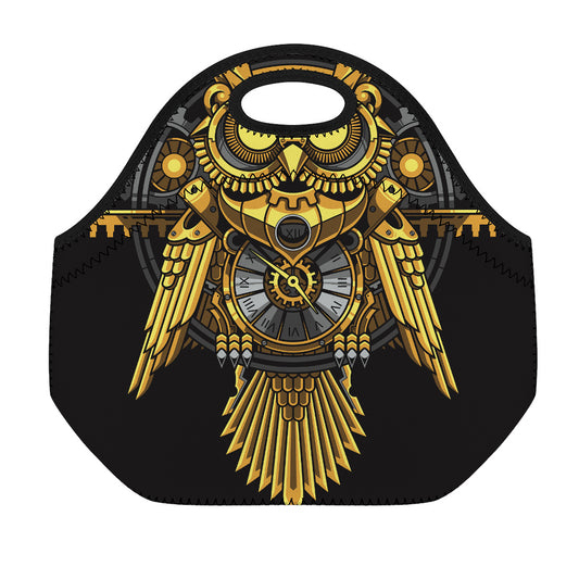 Steampunk Owl Print Neoprene Lunch Bag
