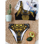 Steampunk Owl Print One Shoulder Bikini Top