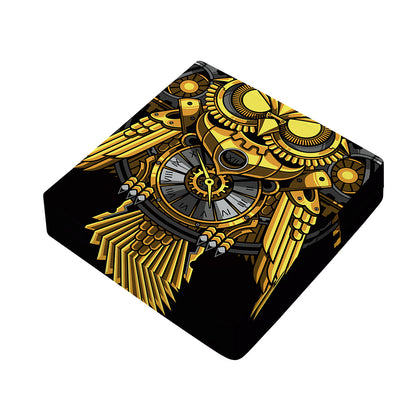 Steampunk Owl Print Outdoor Seat Cushion Cover