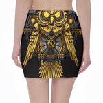 Steampunk Owl Print Pencil Mini Skirt