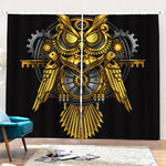 Steampunk Owl Print Pencil Pleat Curtains