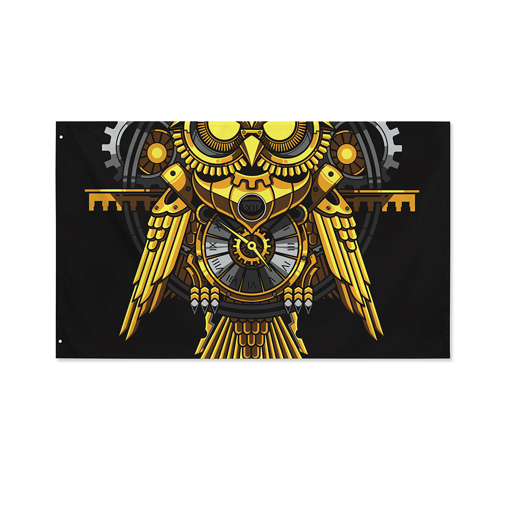 Steampunk Owl Print Polyester Flag