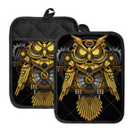 Steampunk Owl Print Pot Holders With Pocket