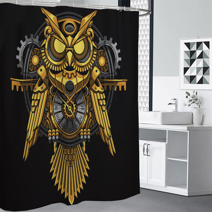 Steampunk Owl Print Premium Shower Curtain
