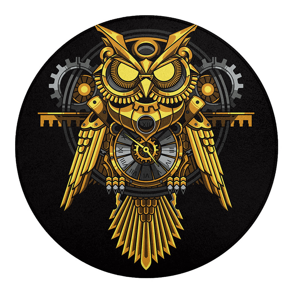 Steampunk Owl Print Round Blanket