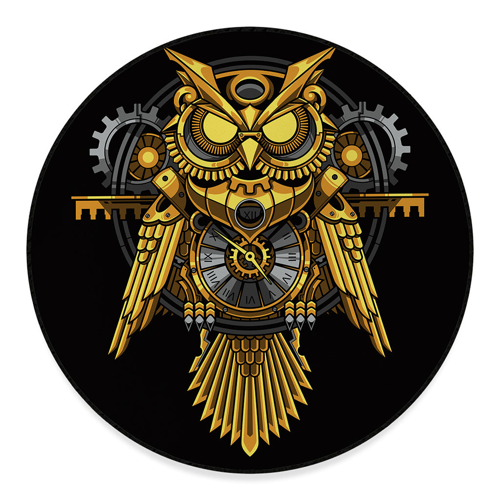 Steampunk Owl Print Round Floor Mat