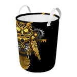 Steampunk Owl Print Round Laundry Basket