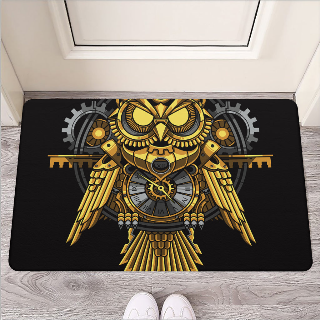 Steampunk Owl Print Rubber Doormat