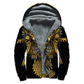 Steampunk Owl Print Sherpa Lined Zip Up Hoodie