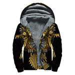 Steampunk Owl Print Sherpa Lined Zip Up Hoodie