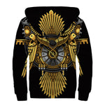 Steampunk Owl Print Sherpa Lined Zip Up Hoodie