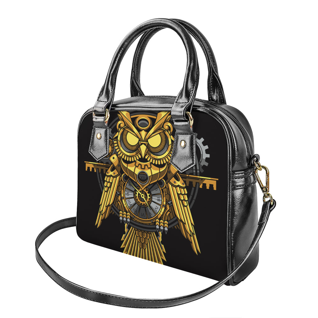 Steampunk Owl Print Shoulder Handbag