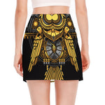 Steampunk Owl Print Side Slit Mini Skirt