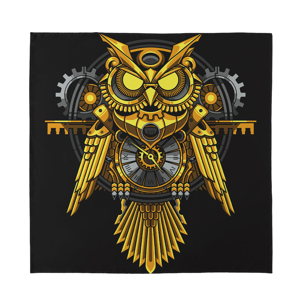Steampunk Owl Print Silk Bandana