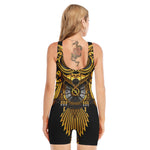 Steampunk Owl Print Sleeveless One Piece Swimsuit