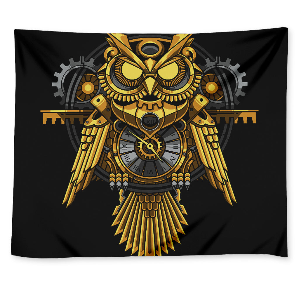 Steampunk Owl Print Tapestry