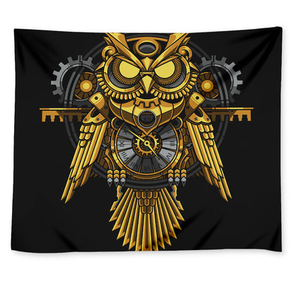 Steampunk Owl Print Tapestry
