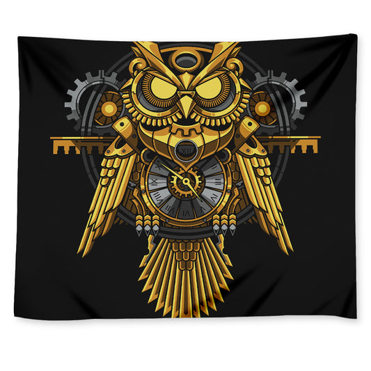 Steampunk Owl Print Tapestry