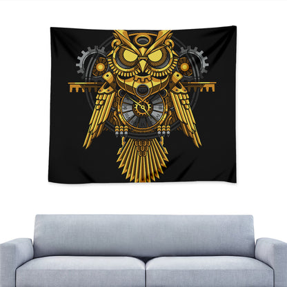 Steampunk Owl Print Tapestry