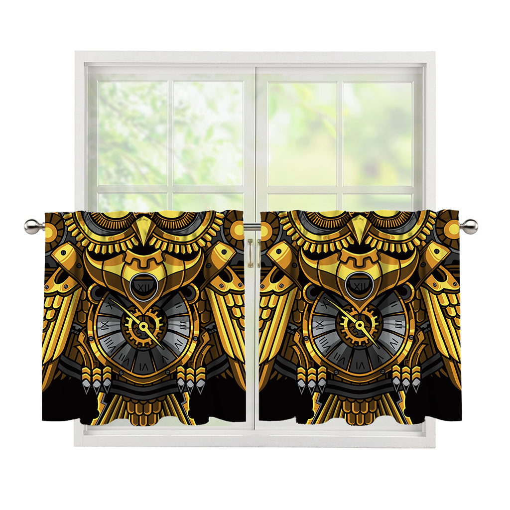Steampunk Owl Print Tier Curtains
