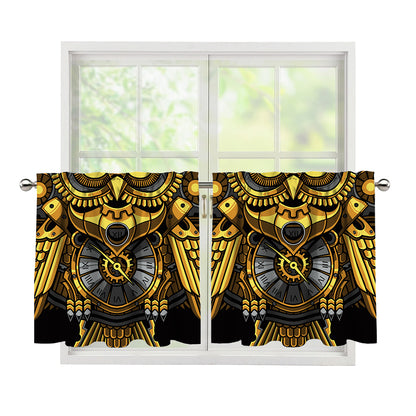 Steampunk Owl Print Tier Curtains