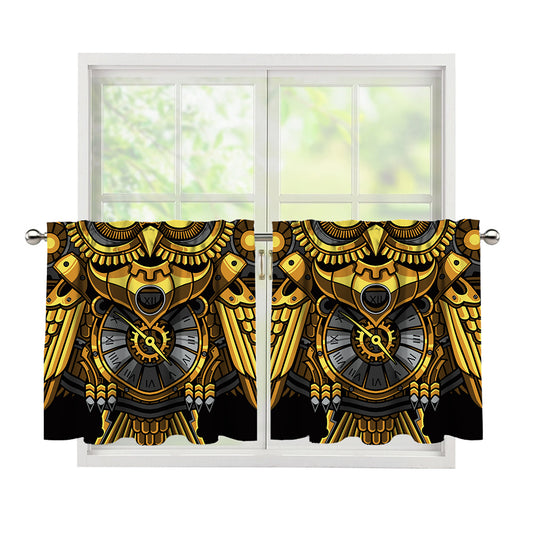 Steampunk Owl Print Tier Curtains