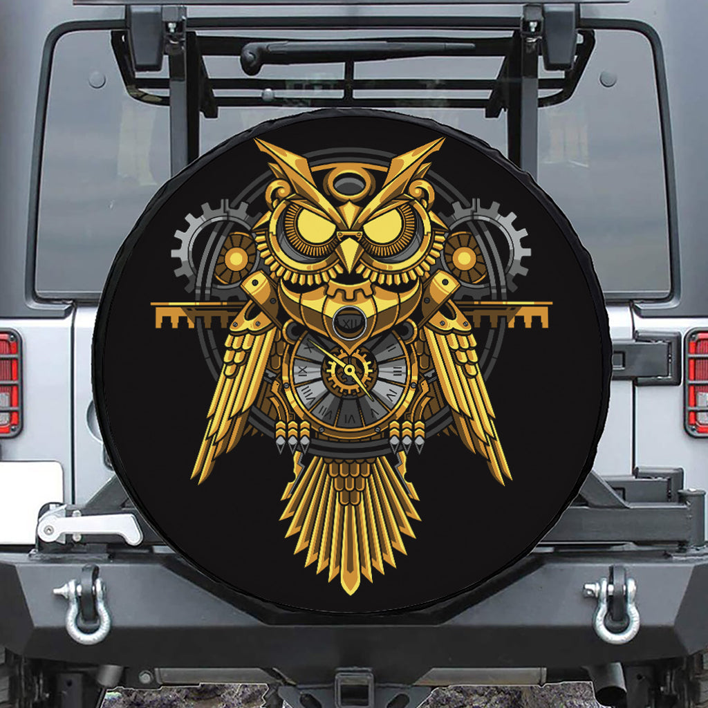 Steampunk Owl Print Tire Cover
