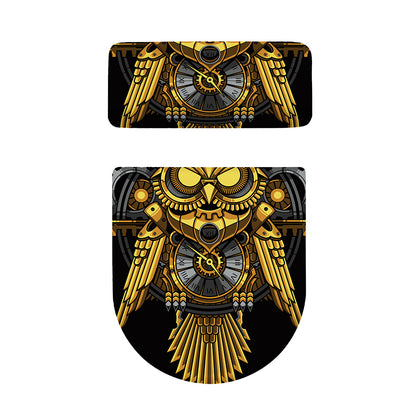 Steampunk Owl Print Toilet Lid And Tank Cover Set