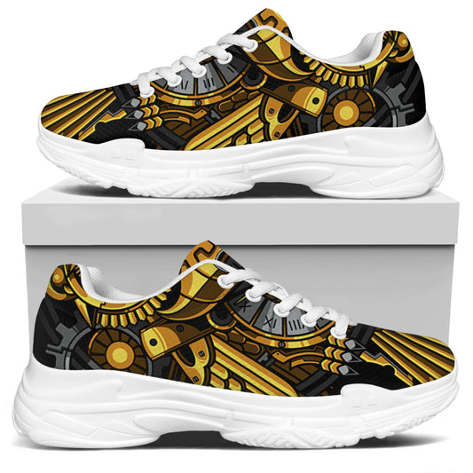 Steampunk Owl Print White Chunky Shoes