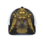 Steampunk Owl Print White Mesh Trucker Cap