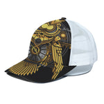 Steampunk Owl Print White Mesh Trucker Cap
