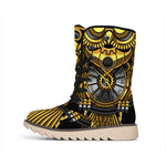 Steampunk Owl Print Winter Boots