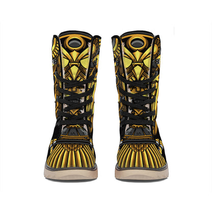 Steampunk Owl Print Winter Boots