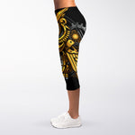 Steampunk Owl Print Women's Capri Leggings