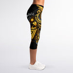 Steampunk Owl Print Women's Capri Leggings
