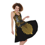 Steampunk Owl Print Women's Sleeveless Dress