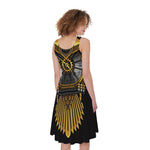 Steampunk Owl Print Women's Sleeveless Dress
