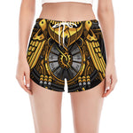 Steampunk Owl Print Women's Split Running Shorts