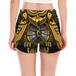 Steampunk Owl Print Women's Split Running Shorts