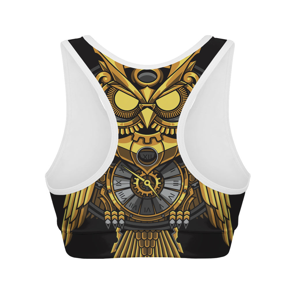 Steampunk Owl Print Women's Sports Bra