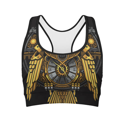 Steampunk Owl Print Women's Sports Bra