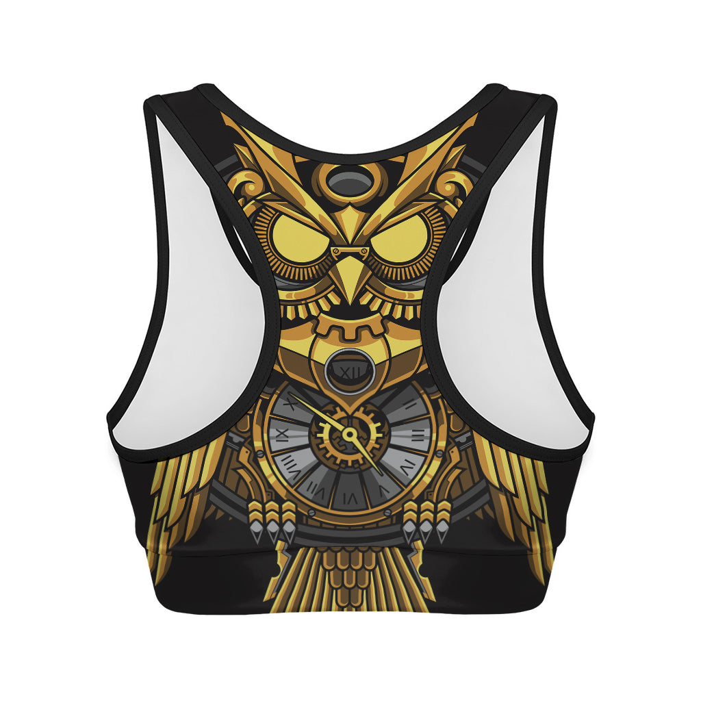 Steampunk Owl Print Women's Sports Bra