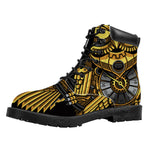 Steampunk Owl Print Work Boots