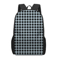 Steel Blue And Black Buffalo Check Print 17 Inch Backpack