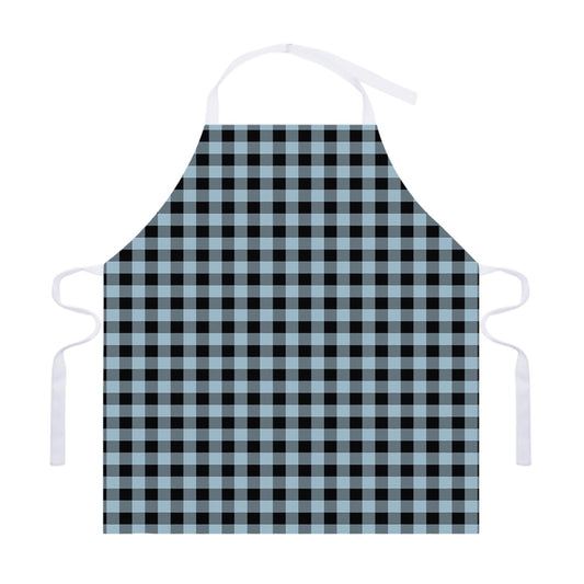 Steel Blue And Black Buffalo Check Print Adjustable Apron