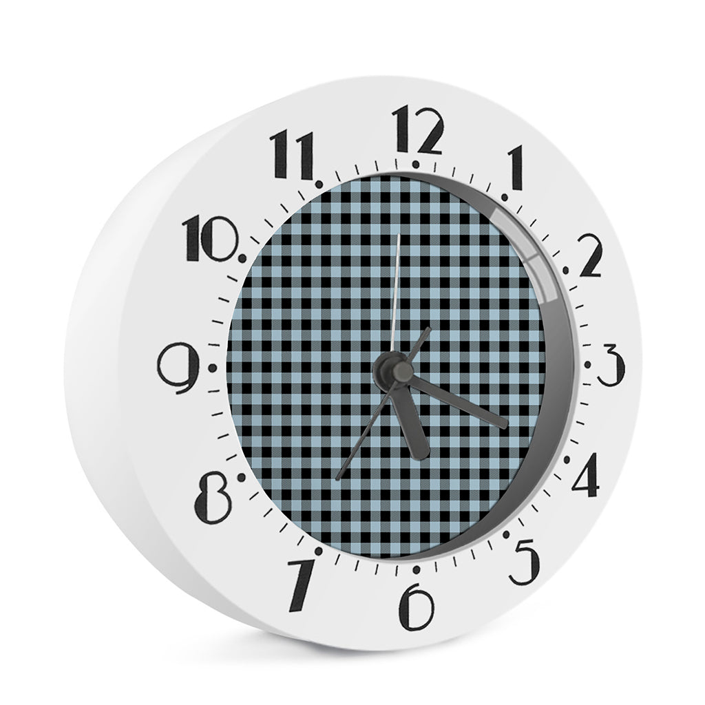 Steel Blue And Black Buffalo Check Print Alarm Clock