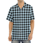 Steel Blue And Black Buffalo Check Print Aloha Shirt